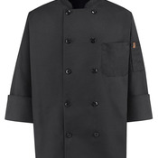 Ten Pearl Button Black Chef Coat